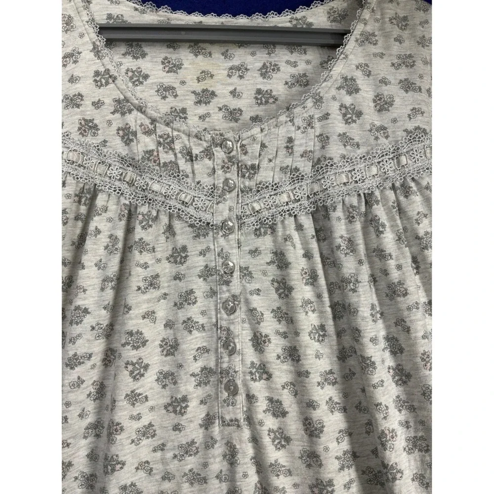 Cottagecore Womens Unbranded Floral Lace Trim Nightgown L Grey Pink